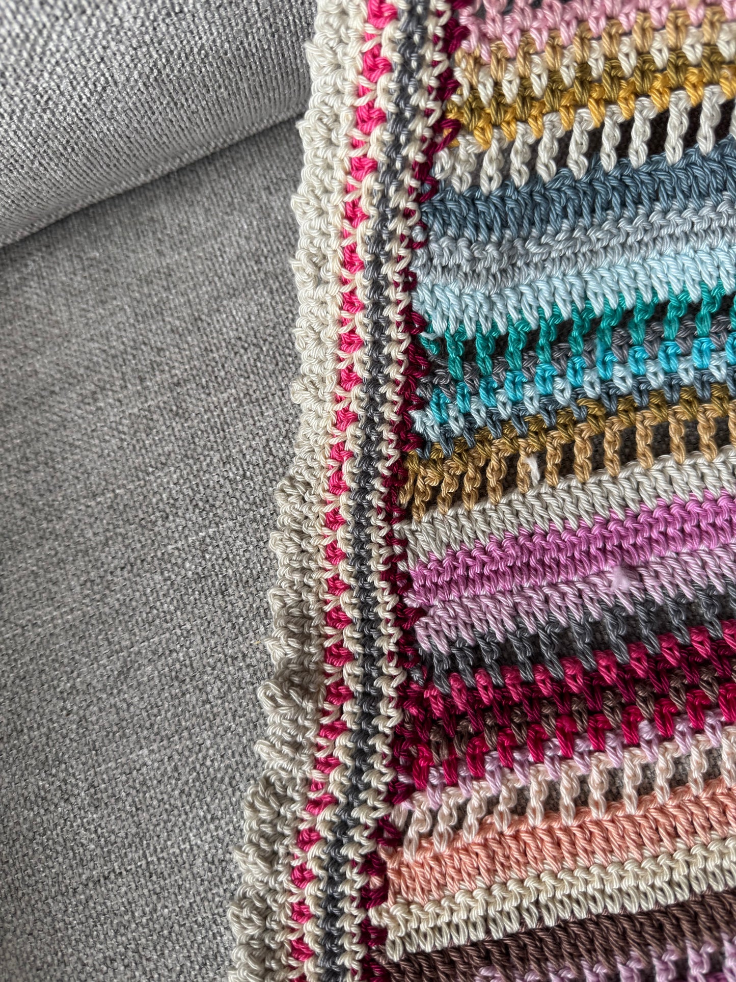 Jewel Tone Stripe Crochet Blanket
