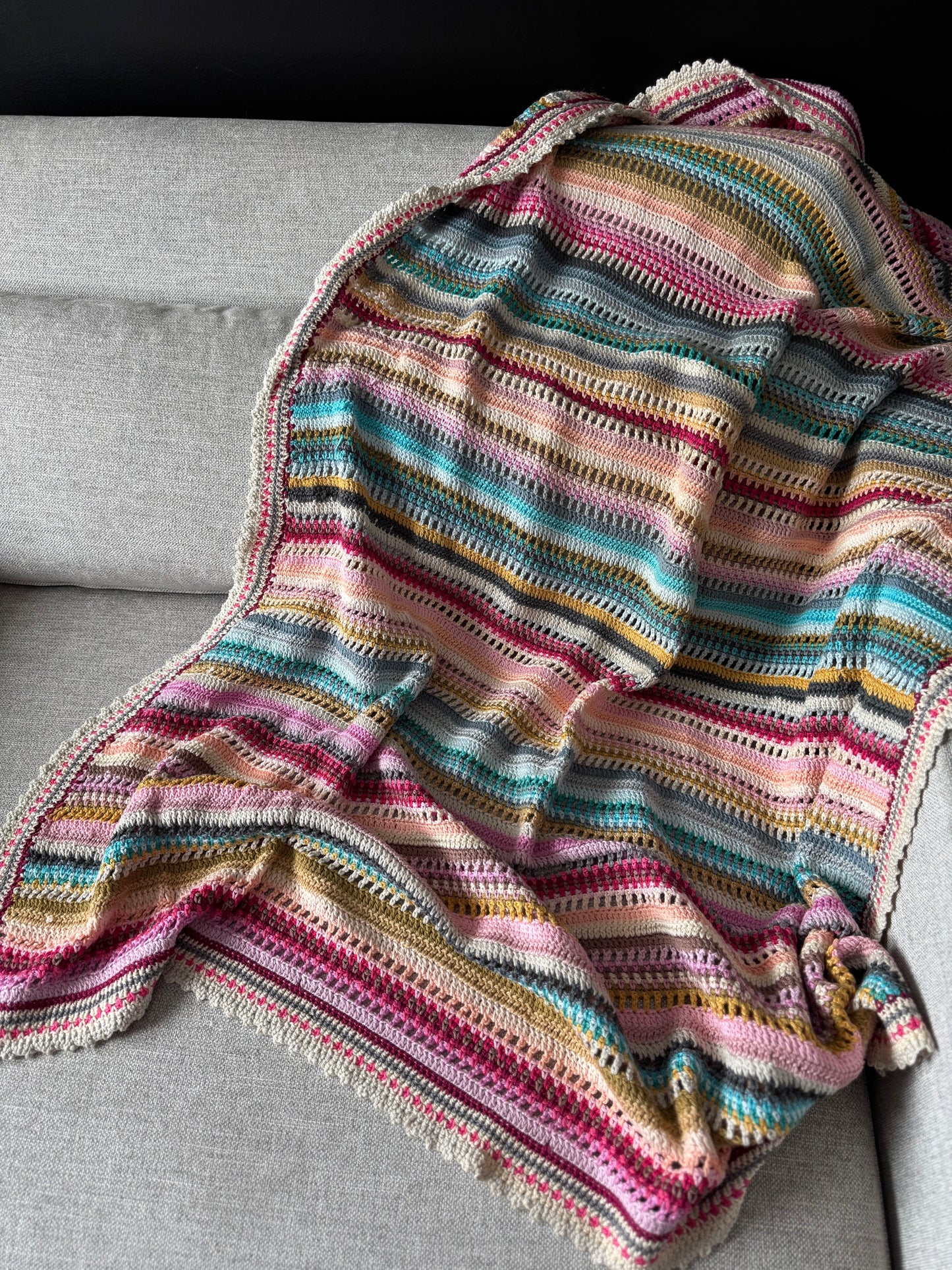 Jewel Tone Stripe Crochet Blanket