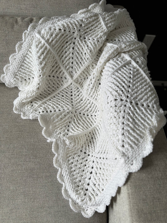White Granny Square Baby Blanket