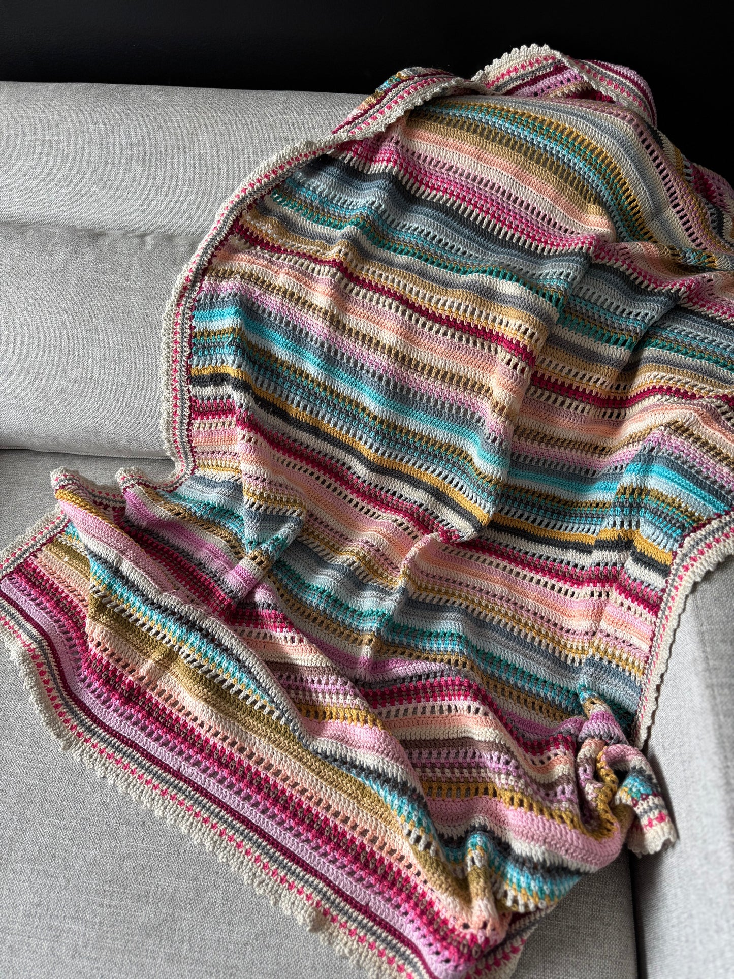 Jewel Tone Stripe Crochet Blanket