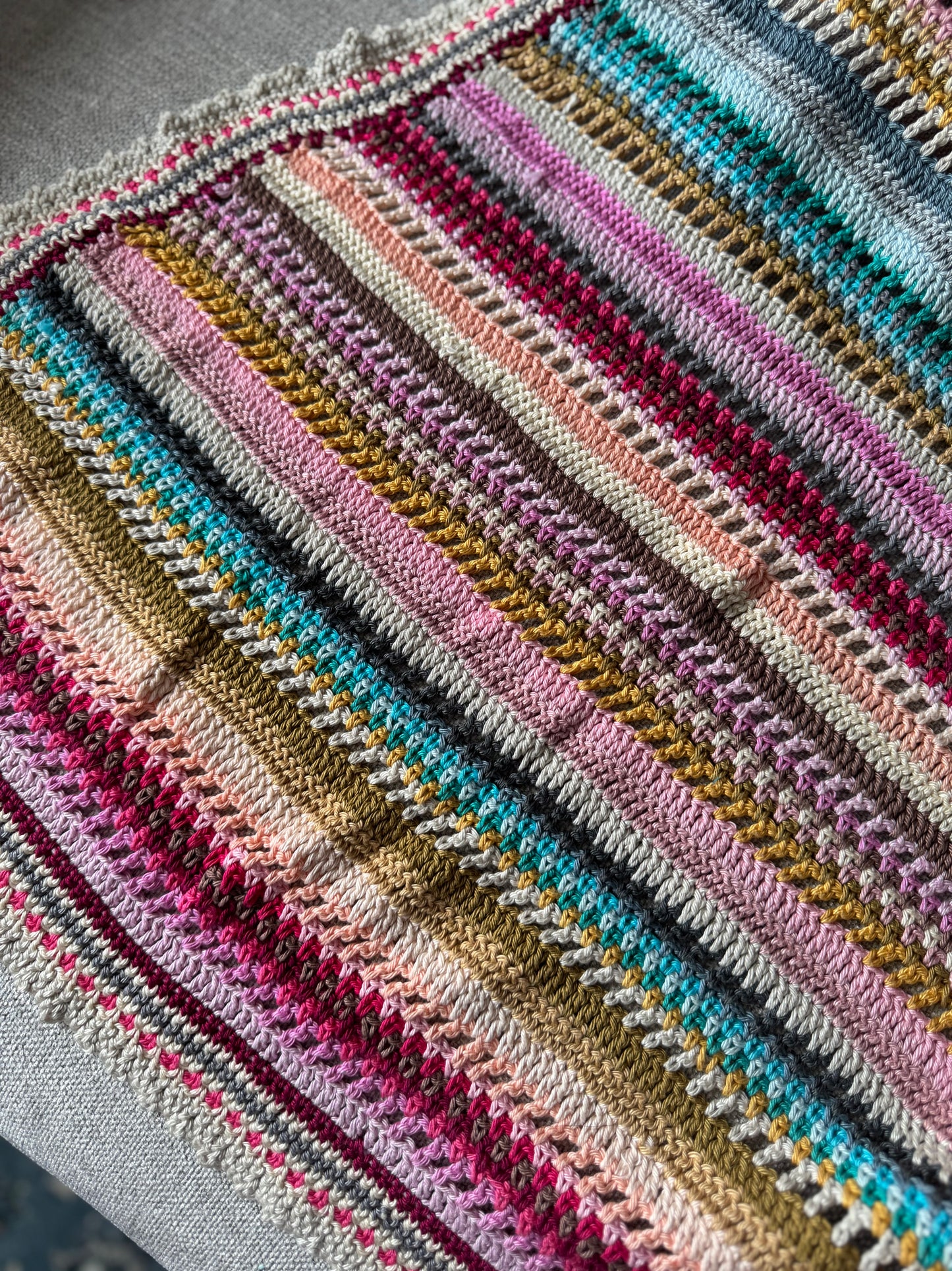 Jewel Tone Stripe Crochet Blanket