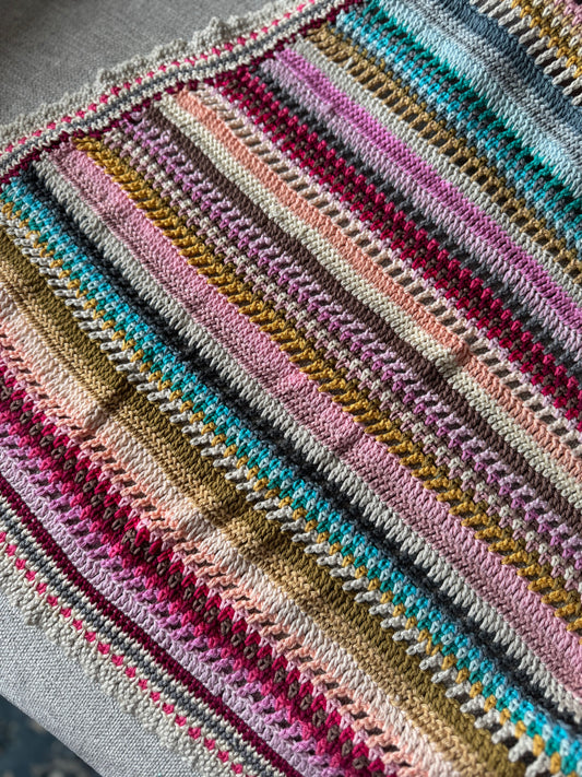Jewel Tone Stripe Crochet Blanket